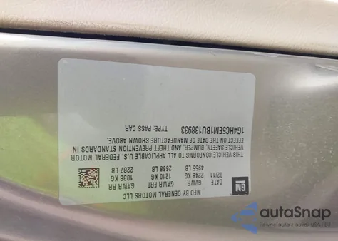 2011 Buick Lucerne Cxl from USA, damaged, VIN 1G4HC5EM1BU138933